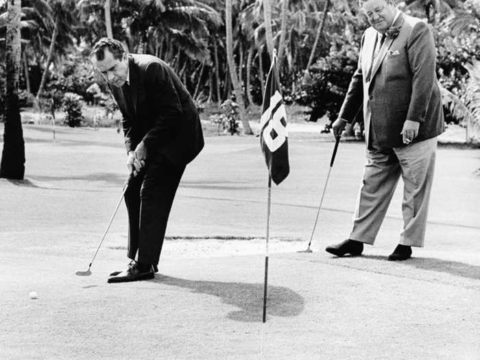 Richard Nixon golfing in Key Biscayne (1968)