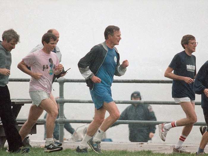 George H.W. Bush running along the Potomac River in Washington, DC (1989)