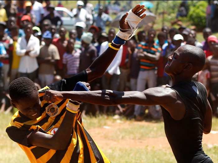 The South African tradition known as "Musangwe" pits young men and boys from the Venda tribe against one other in contests of bare-knuckle boxing.