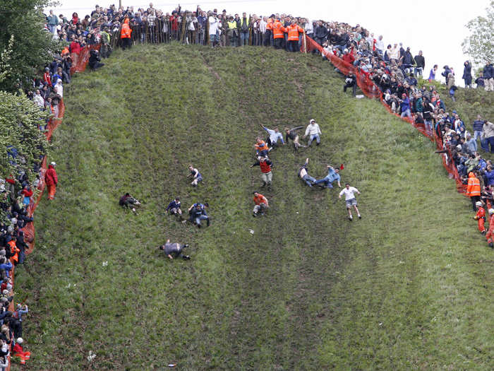 Cheese-rolling is a fan favorite in the UK and New Zealand. The below competition takes place in Gloucester, in southern England, beginning on a near-vertical hill.