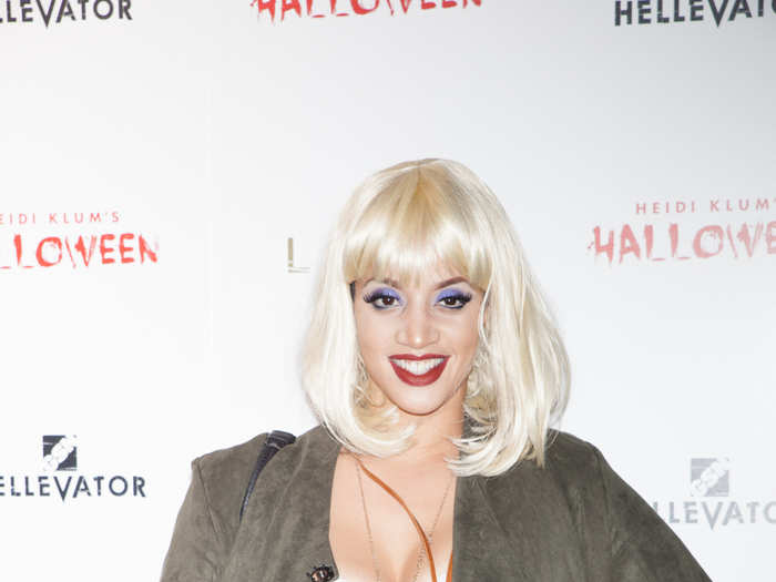 Dacha Polanco from "Orange Is the New Black" was also present with her stylist. She was dressed in a "Pretty Woman" costume, which, she told reporters, caused "several wardrobe malfunctions earlier in the day." The "Orange Is the New Black" stars would be sitting at a reserved table inside.