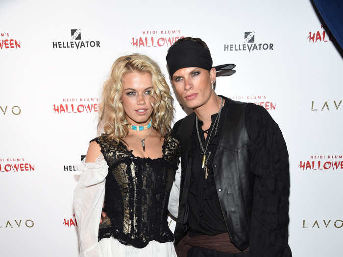 Many of the attendees were models, like couple Hailey Clauson (left) and Jullien Herrera (right), who dressed as pirates. Clauson, who picked up her costume from a Gothic shop, said she predicted Klum might be dressing as Amber Rose. "I love coming because of how realistic Heidi gets with her costumes ... it