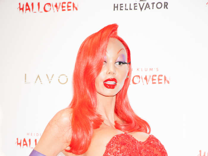"Jessica Rabbit is definitely an icon and I always try and find someone that people will know and recognize,” Klum said to reporters as she described why she chose the costume. She decided on the getup eight months ago and even went into a studio to record her version of the Jessica Rabbit song.