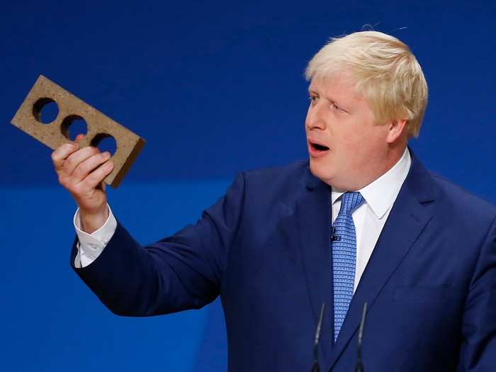 At the Conservative Party Conference in September 2014, Johnson held up a brick to make a point about the need to build more homes. "You will not be alone, brick," he said directly to the brick.