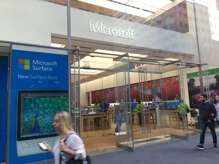 In the middle of all those fancy shops, we have the new Microsoft Store.