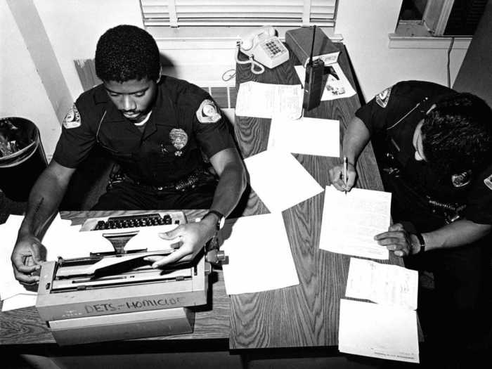 Growing up, Valentine would visit the station while his father did paperwork. This is a view of the "report writing room," where much of that paperwork was done.