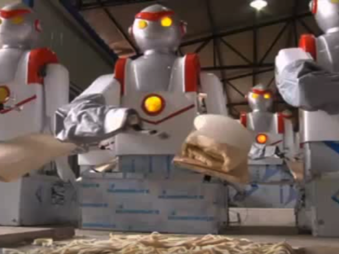 And these robots work alongside cooks to cut your noodles.