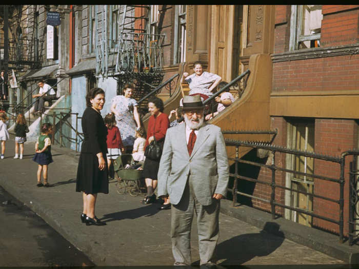 Residents socialize on Clinton Street on Manhattan