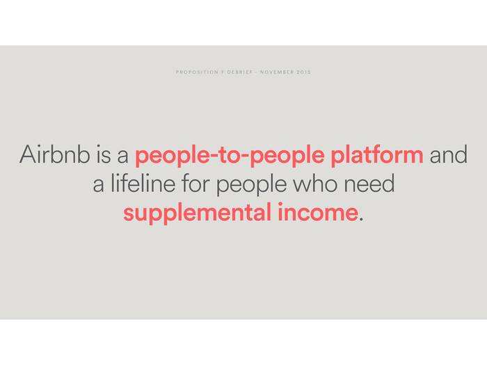 Message No. 1: Airbnb helps individuals who are struggling to make ends meet.