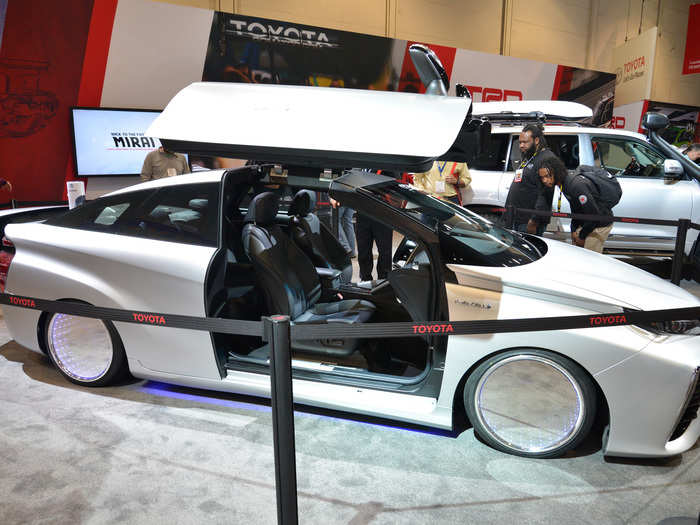 In addition to aftermarket guys, the big-name car companies were present, as well. Here, Toyota showed off a modified hydrogen-powered Mirai sedan dressed up to look like a time machine from "Back to the Future."