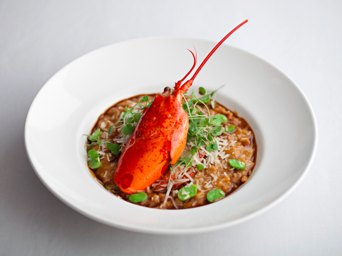 SIGNATURE DISH — Lobster risotto, rocket salad & sauce Americaine (£26; $39.10)