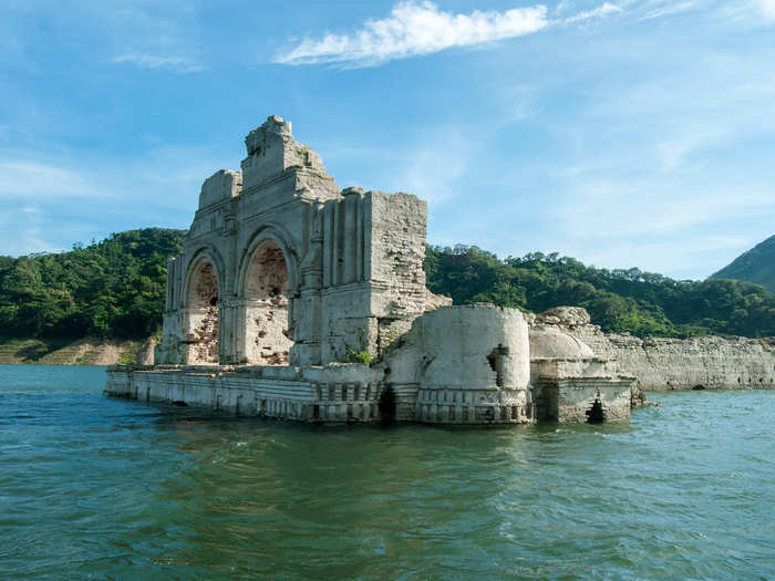 As the drought in Mexico caused the Nezahualcoyotl reservoir to drop over 80 feet, a mid-16th century church emerged. The Temple of Quechula has been submerged for nearly 50 years, and will disappear again soon as the waters rise.