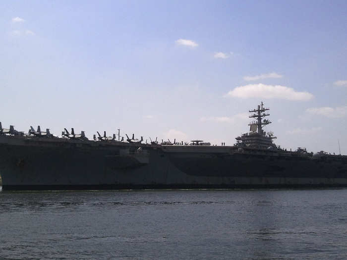 The US Navy currently has 10 commissioned carriers, some of which can carry upwards of 90 aircraft. Thousands of men and women serve on aircraft carriers, with 5,000 pilots, sailors, and Marines serving on the Ike at any one time.