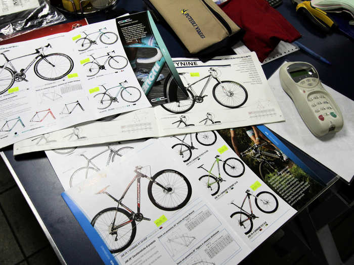 The selection of items is large and includes an array of expensive Italian bicycles.