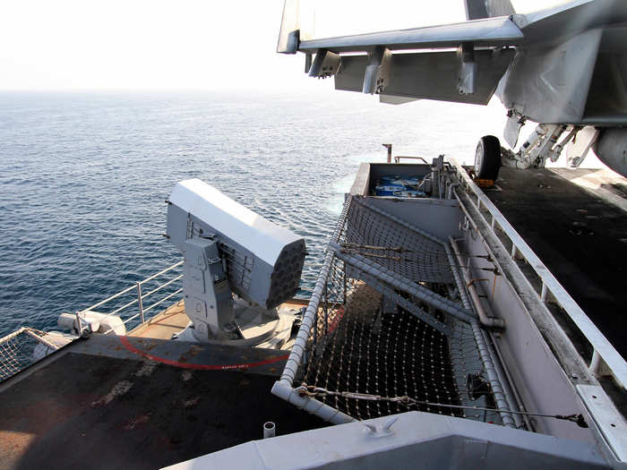From here, we notice a missile battery on the back of the ship looking out to sea.