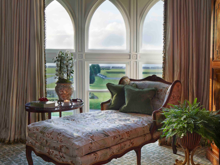 Floor-to-ceiling windows provide views of Lough Corrib, while individually sourced antique furnishings make guests feel like royalty.