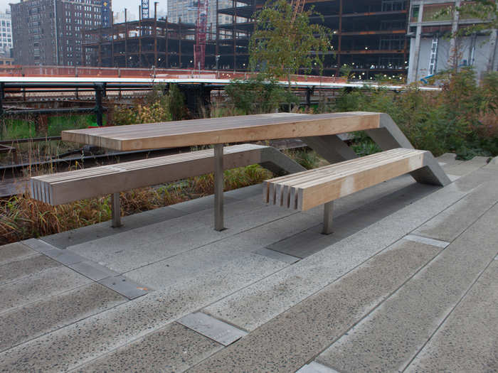 The design statement refers to these as "peel-up" benches.