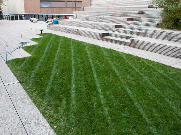 And even the lawn-mowing is done with style here. In the summer, people crowd and covet those bleacher-style sitting areas.