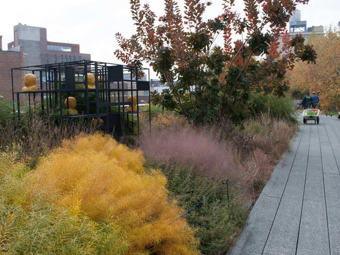 Farther south, the park passes underneath the Standard Hotel and down toward Gansevoort Street.