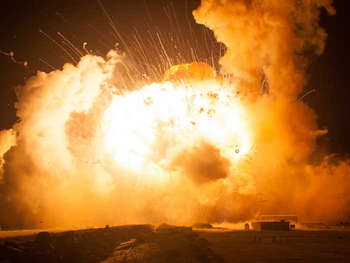 The explosion damaged the launch pad, too.