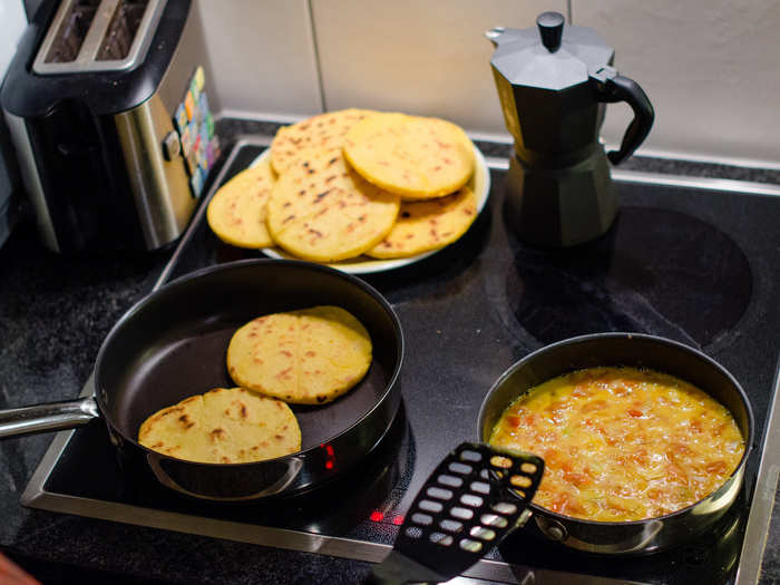 COLOMBIA: Breakfast in Colombia revolves around the arepa, a dense, slightly sweet corn cake that