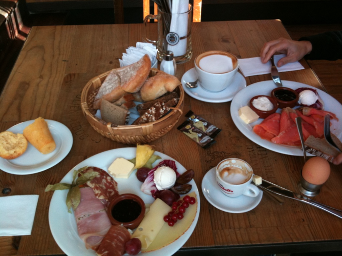 GERMANY: Germans dig into an assortment of fresh breads, cold meats, local cheeses, butter, and jam.