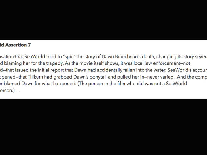 SeaWorld went on the offensive against the movie, sending an email to film critics around the country pointing out supposed errors in the film.