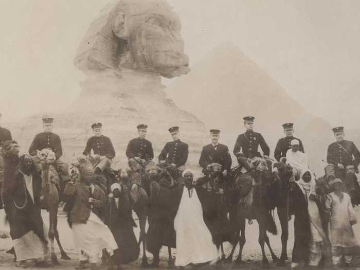 In the early 1900s, Marine forces were active in China and the Philippines. This photo from 1907 shows Marines posing in front of the Great Sphinx in Egypt.