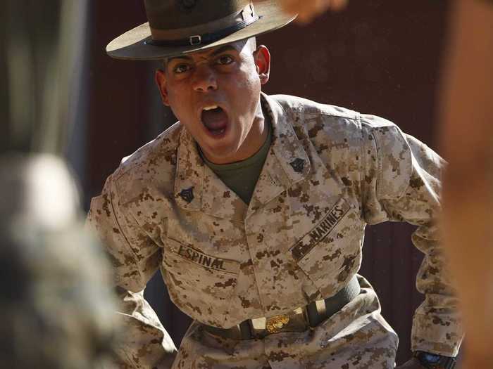 Every recruit received at Parris Island is transformed by legendary Marine drill instructors like the one pictured here. Marine recruits are typically younger than the Corps