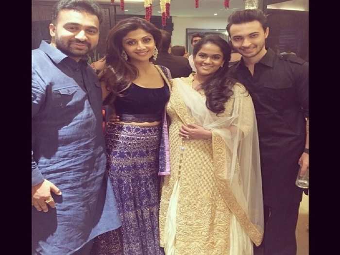 Raj Kundra, Shilpa Shetty Kundra, Arpita Khan Sharma and Aayush Sharma at the Kundras