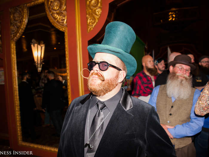 Scott Miller from Chicago competed in the Verti beard category. He uses Clubman creamy wax to style his moustache, which "hardens and looks like wood." It took him about an hour and a half to do.