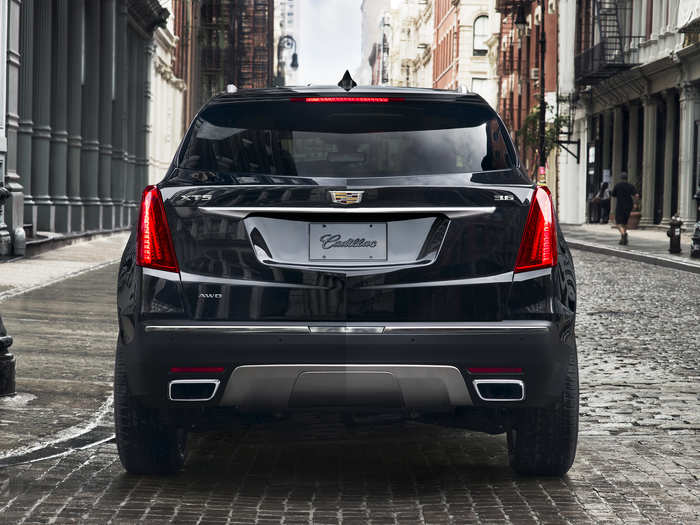 The rear-end design is punctuated by dual exhausts, as well as Cadillac