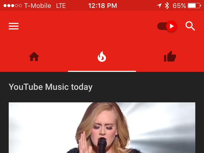 The middle tab of YouTube Music shows you the hottest music for the day, including "The Daily 40" playlist of the most popular music videos right now.