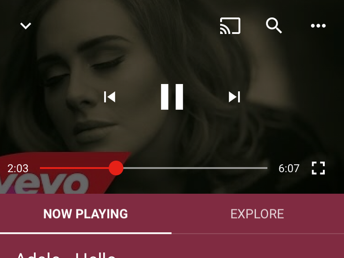 The main issue I ran into with YouTube Music is that playing music videos in audio-only mode still included the music video version of the audio track. In the case of this Adele song, that includes distracting background noise and some talking.