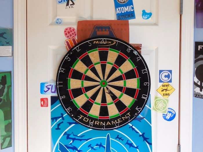 The McGrews were able to find a nearly identical dartboard "for only $5 at a thrift shop."