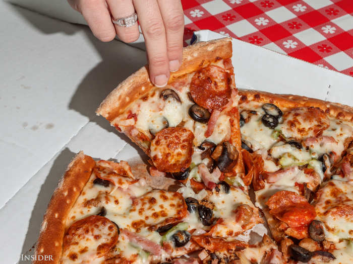 The amount of toppings is promising — not as much as Dominos