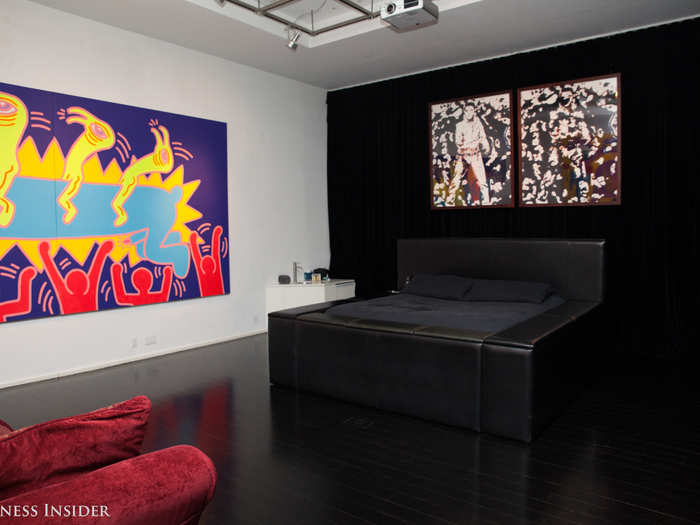 The master bedroom was similarly stunning. Behind the bed is a two-part piece by Vik Muniz called "Double Elvis (From Pictures of Chocolate)."