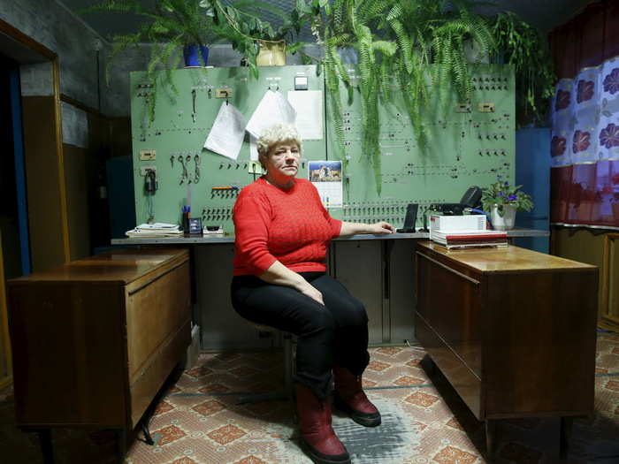 This is the office of the railroad depot – Nina Vysotina has worked for the railroad for 42 years.