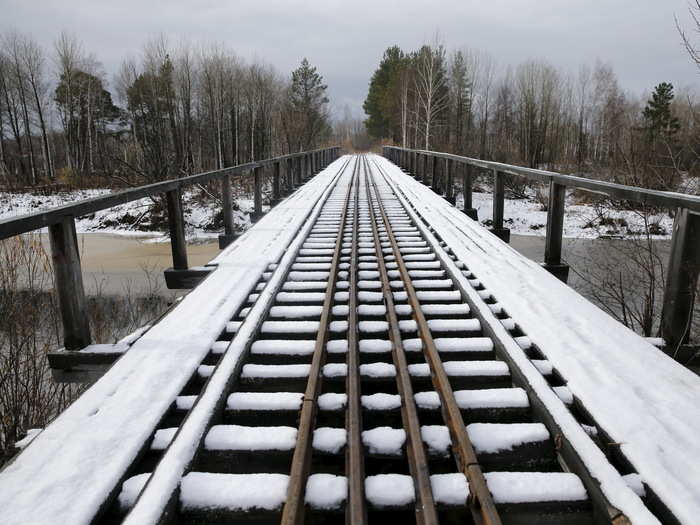 While the engines are fitted with plows, snow is often a problem on the tracks.