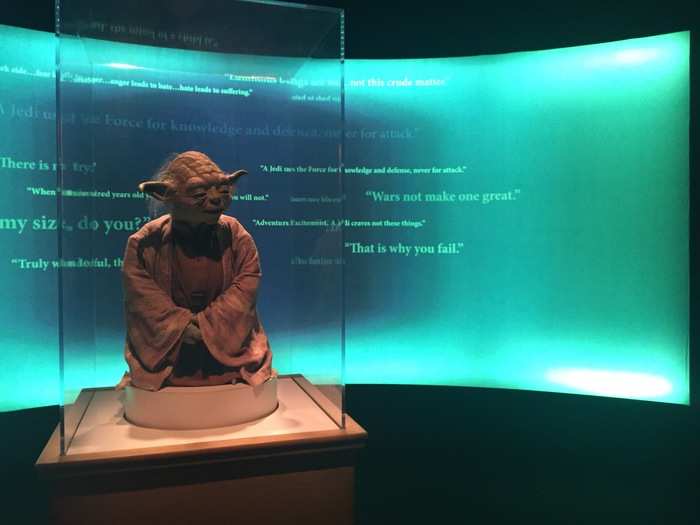 Tucked away in his own room surrounded by quotes is Yoda.