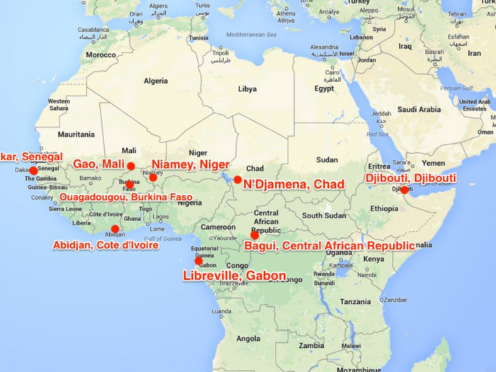 France has a network of military bases across Africa, too.