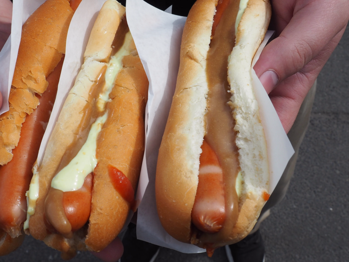 Grab a hot dog from Bæjarins Beztu Pylsur in Reykjavík, Iceland, where the meat is made with native Icelandic lamb and served with a creamy mayonnaise-based sauce.