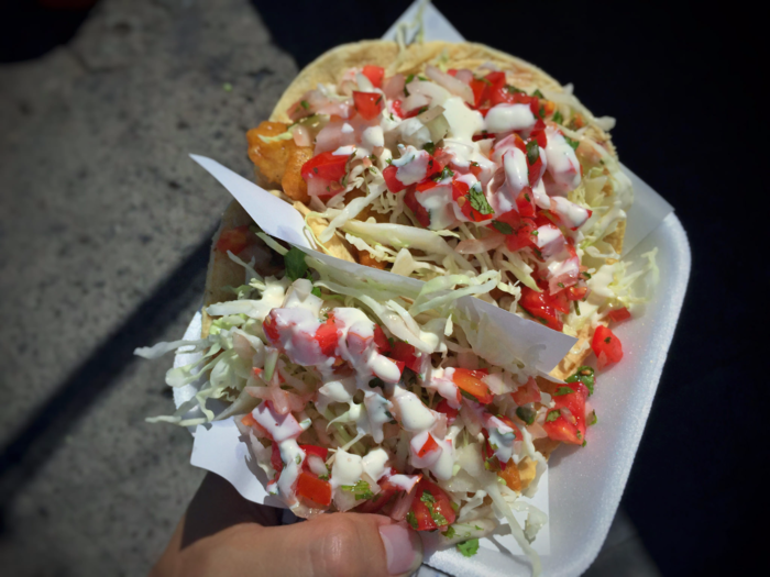 Grab a crispy and fresh fish taco in Ensenada, Mexico.