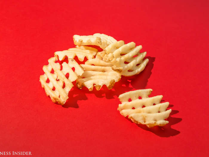 ... But looks can be deceiving. These floppy fries are underwhelming. They lack the crunch and seasoning we expect from such a fry. Although gorgeous in appearance, Chick-fil-A fries are somewhat bland. At $1.85 for a large, it