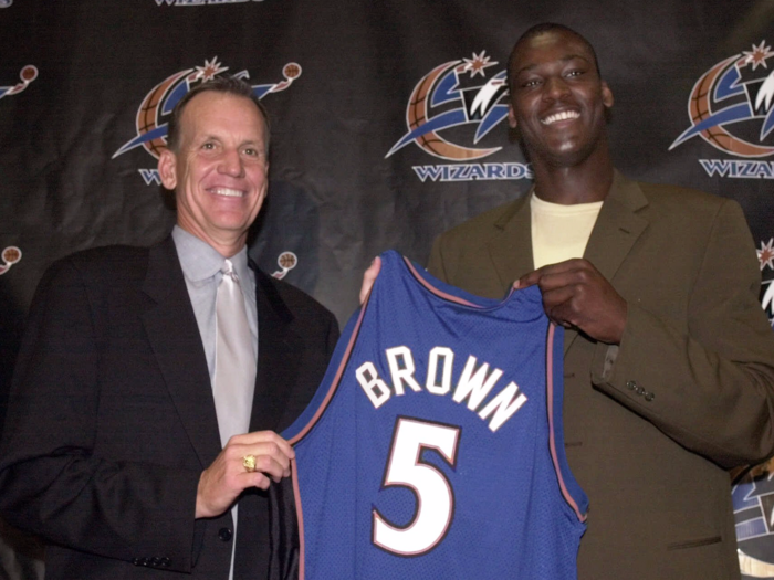 Kwame Brown became the first high schooler to go first overall in the NBA Draft. The Wizards picked him in 2001.