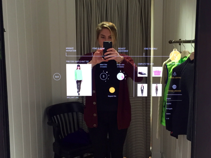 After picking out some clothes to try on, an employee led me to the fitting room where I was excited to find the interactive mirror.