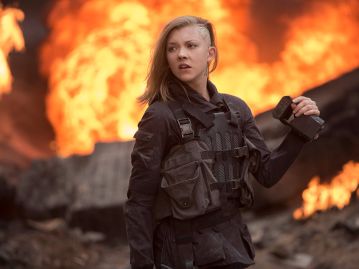 Dormer swapped a corset for a military fatigued look and a partly shaved head in "The Hunger Games: Mockingjay - Part 1."