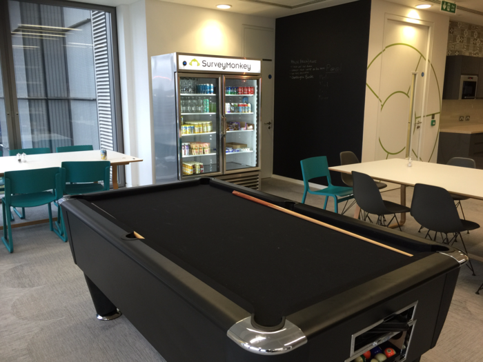 Non-alcoholic drinks are also available to all staff and a pool table is there for employees to unwind.