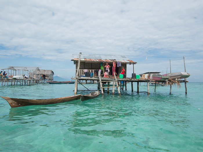 While some sea gypsies live ashore today, many still live on the water, in floating villages that are built on coral reefs.