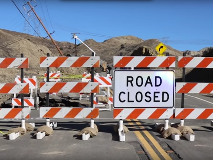 The road remains closed until the problem is fixed.